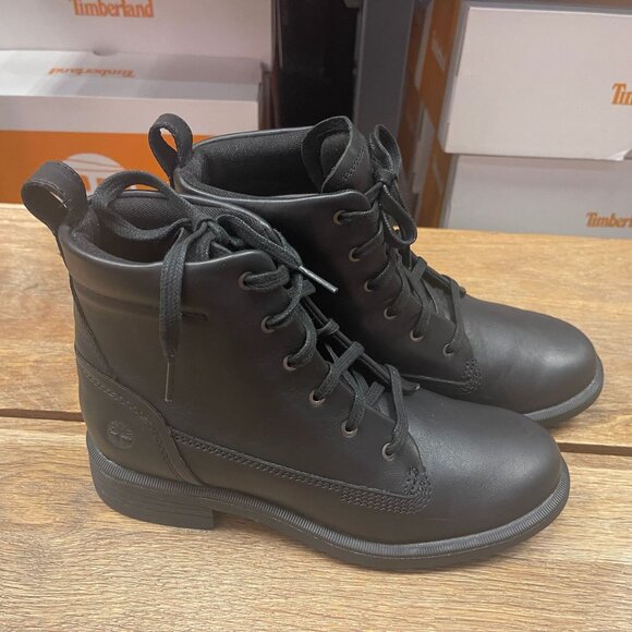 TIMBERLAND WOMEN'S VERONA SQUARE MID LACE BOOT MEDIUM BLACK FULL GR  A42MJ-W02 - Picture 1 of 7